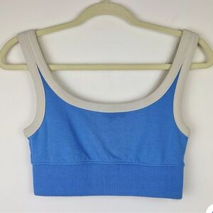 Madewell Terry Ribbed Bralette Crop Top Blue small NWT Athleisure Active Casual